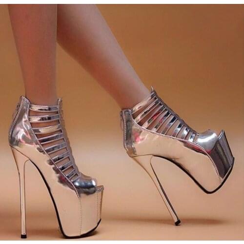Sequined Cloth Platform High Heels Sandals Summer Sexy Zipper Open Toe Gladiator Party Dress Women Shoes