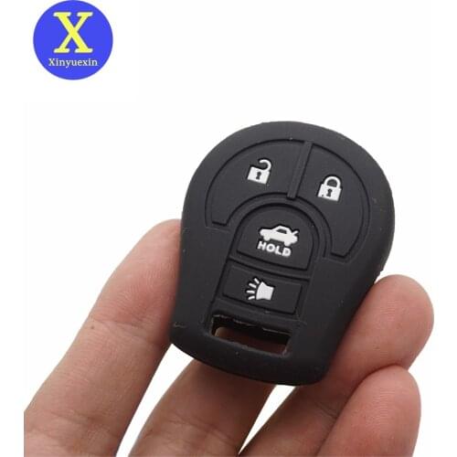 Xinyuexin Silicone Car Key Cover FOB Case For Nissan Maxima Altima Sentra Versa Micra X-Trail Terrano Tiida Cube Key Car-stying