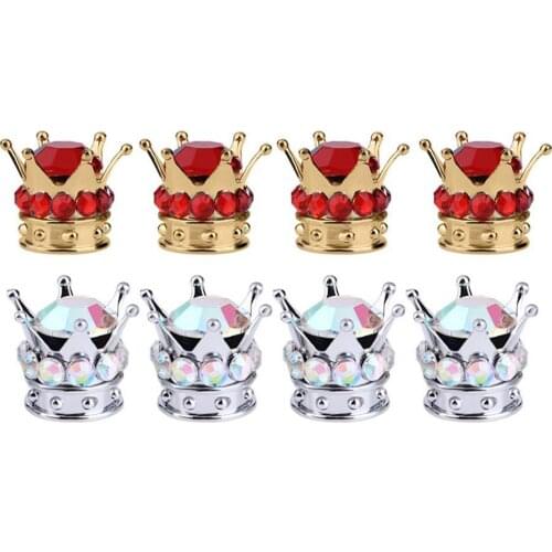 4pcs Universal Handmade Car Styling Rhinestone Crown Wheel Tire Valve Caps Copper Core Auto Truck Tyre Rim Stem Dust Air Covers