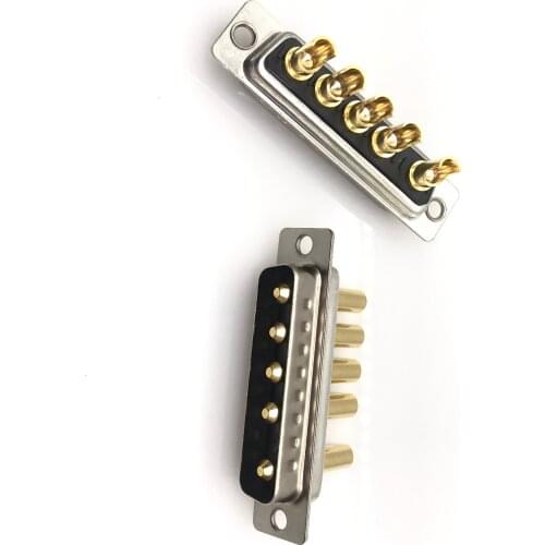 1PCS 5W5 30A Gold plated MALE FEMALE high current CONNECTOR D-SUB adapter solder type 5pin plug socket Welding high power DB