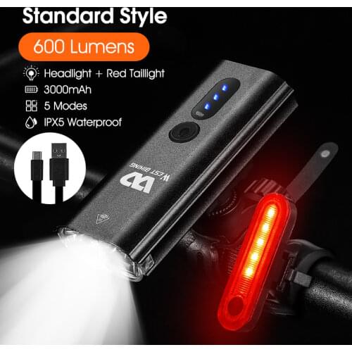 WEST BIKING Bike Light Waterproof USB Rechargeable 600 Lumen Bicycle Headlight LED Lamp MTB Cycle Front Rear Lights Flashlight
