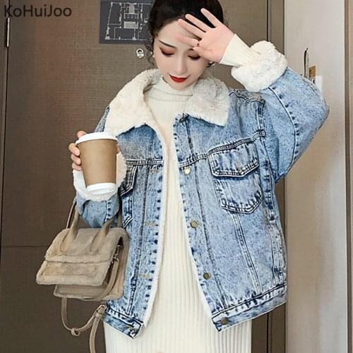 Winter Denim Coat Women Casual Loose Thickened Jeans Jacket 2021 Korean Loose Warm Cowboy Jackets Student Basic Bomber Coats