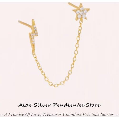 AIDE 1PCS Chain Link Earrings For Women Gothic Punk 925 Silver Hoops Earrings Handcuff Chain Earrings Aretes De Mujer Jewelry