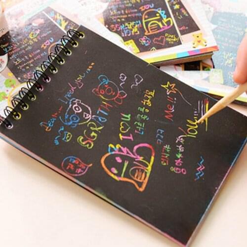 1 Book Colorful Dazzle Scratch Note Sketchbook Paper Graffiti DIY Coils Drawing Book Children Drawing Book Color Random