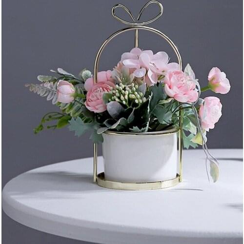 1Pc Artificial Flower Bonsai Potted Plant Landscape Home Floral Decor Artificial Flowers Bright Color Fake Plants Potted-ABUX