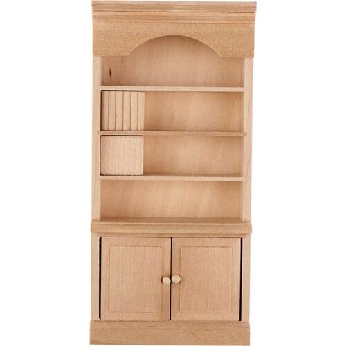 1pc 1/12 Dollhouse Miniature Wooden Bookshelf Cabinet Model Furniture Accessories Simulation Doll House Toys