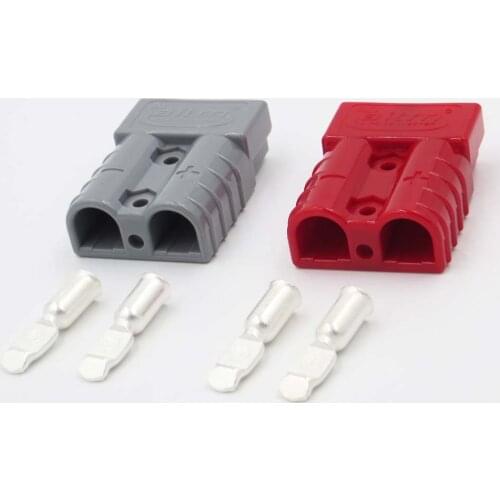 2sets 600V 50A Grey SH50 Plug Connector Double Pole with 4pcs copper Contacts for Solar Panels 4WD Caravans Battery Chargers
