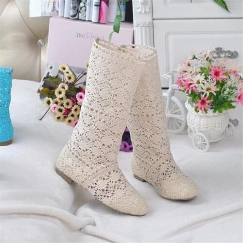 2019 hollow boots shoes breathable knit line mesh fashion high help summer womens boots high to help womens shoes 11 colors