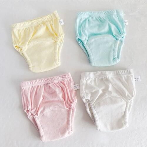 3Pcs/ Lot Baby Training Pants Leakproof Washable Waterproof Cotton Infant Toddler Diapers Hollow Out Breathable 6 Layers Crotch
