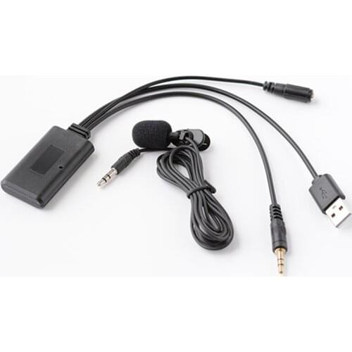 Car AUX-IN Aux Panel Bluetooth Audio Wire Wireless Microphone Smartphone Call Handsfree Adapter USB 5V 12V