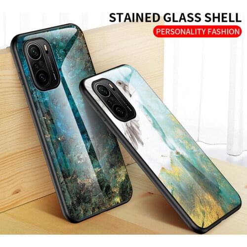 Tempered Glass Back Case For POCO F3 M3 POCO X3 Pro X3 NFC Marble Phone Cover For POCO F2 Pro C3 F1 Redmi K40 Fundas