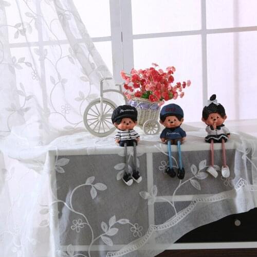 European White Embroidered Voile Curtains Bedroom Sheer Curtains for Living Room Tulle Window Curtains/Panels Window Screening