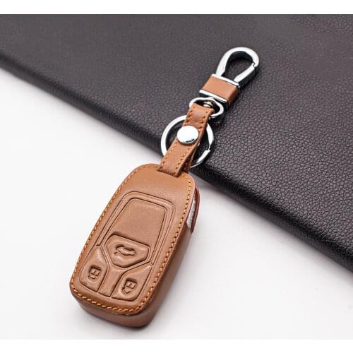 Functional Leather Key Cover Case Key case For audi a4 b9 q7 4m tt 8s 2016 2017 keyring key holder Key Shell