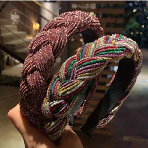 2021 Spring Trendy Headdress Ladies Braids Headbands Women Hair Accessories Top Bow Knot Hairbands Adults Weaving Head Band