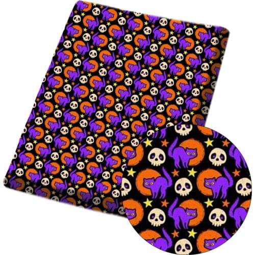 IBOWS Polyester Cotton Cloth Fabric Halloween Pattern Skull Pumpkin Fabric Handmade Crafts Garment DIY Material 45*150cm/pc