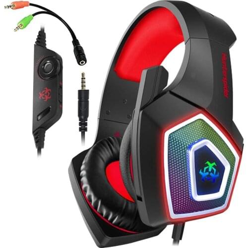 Gaming Headset,On Ear Headphone with Mic for Laptop,PC, Computer, Games Wired Headset with Noise Cancelling Mic & RGB Led