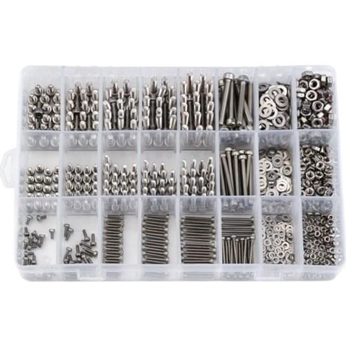 Quality 1080PCS M2/M3/M4 Stainless Steel Hex Socket Bolt and Nuts Set Fastener Hardware Hexagon Socket Head Cap Screws Flat Wash