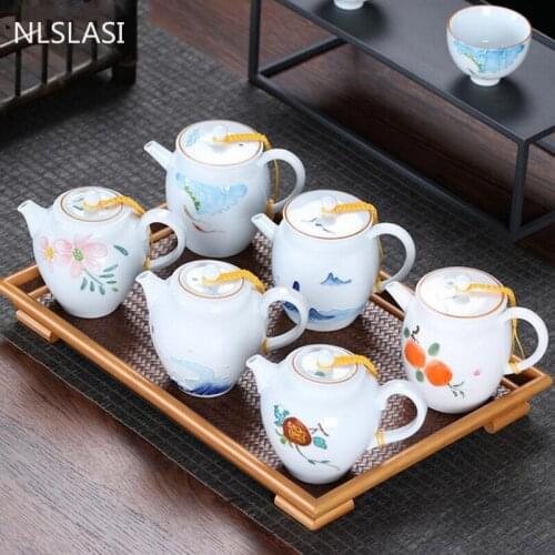 Jingdezhen ceramics teapots household White Porcelain filter tea pot handmade Tea set beauty kettle Tie Guanyin Puer teaware