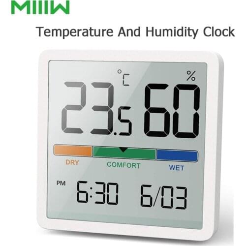Miiiw Mute Temperature And Humidity Clock Home Indoor High-precision Baby Room C/F Temperature Monitor 3.34inch Huge LCD Screen