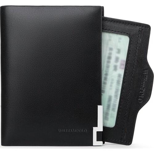 WILLIAMPOLO Men Wallets Male Purse Genuine Leather Wallet with Coin Pocket Zipper Short Credit Card Holder Wallets Leather