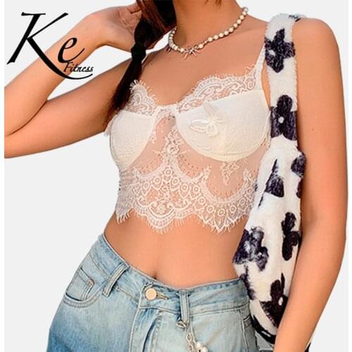 KE new style autumn and winter womens white color street top hipster polyester slim sexy lace strapless sling women