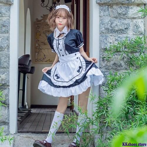 Sweet Lolita Dress French Maid Waiter Costume Women Sexy Mini Pinafore Cute Ouji Outfit Halloween Cosplay For Girls Plus Size