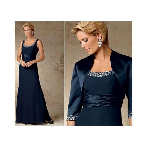 Mother Of The Bride Dresses Formal A-line Beading Mother of the Bride Dresses with Jacket Vestido Mae Da Noiva Plus Size Women