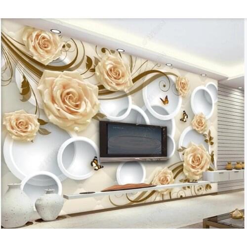 Custom photo wallpaper for walls 3 d murals Modern circle yellow rose flower soft package mural TV background wall papers decor