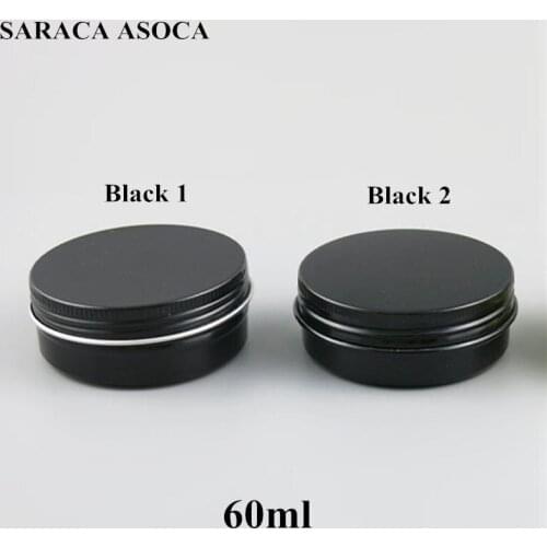 60ml Empty Refillable Aluminum Jars 60g Black Gold Metal Tin Cosmetic Containers Crafts Packaging Small Aluminum Box