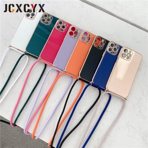 Spain electroplating Crossbody Necklace strap Lanyard soft phone case for iphone 12 Pro Max 11 Pro MiNi X XR XS 7 8 plus cover