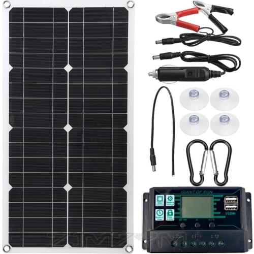 250W Solar Panel 540*280mm+10A/20A/30A/40A/50A/60A Controller 12V24V Dual USB Port Outdoor Portable Battery Charger Solar System