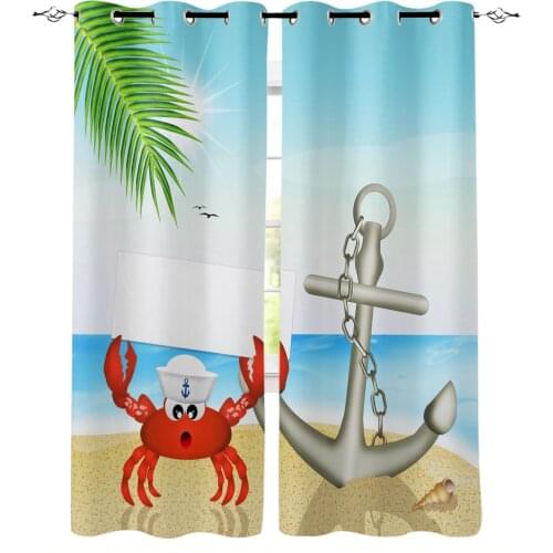 Modern Curtains for Living Room Beach Crab Anchor The Sea Bedroom Kitchen Curtain Home Decoration Window Drapes