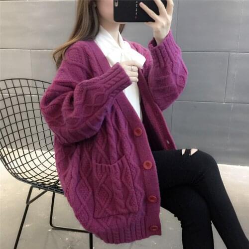 Loose Sweater Cardigan Women Spring New Loose Outwear Long Coat Thick Loose All-match Students Autumn Korean Style Oversize