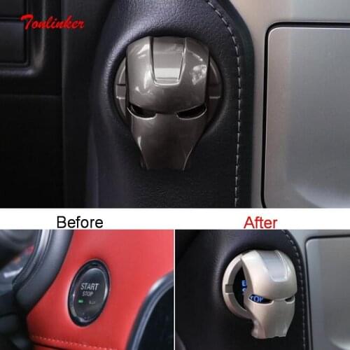 Tonlinker Interior Car One-key Start Button Cartoon Protective Cover For Most of Auto Car Styling 1 PCS Zinc alloy Cover Sticker
