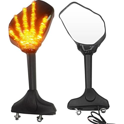 Skull Motorcycle Front Back LED Turn Signal Integrated Mirrors for HONDA CBR 600RR 1000RR F3 F4 Yamaha FZ1 FAZER Suzuki SV650