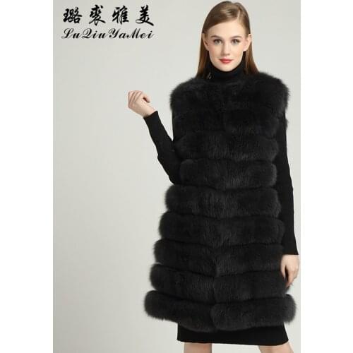 Real Fox Fur Vests 80/90/100 cm Natural Fur Sleeveless Waistcoat for Women Good Quality Genuine Fox Fur Vests for Winter