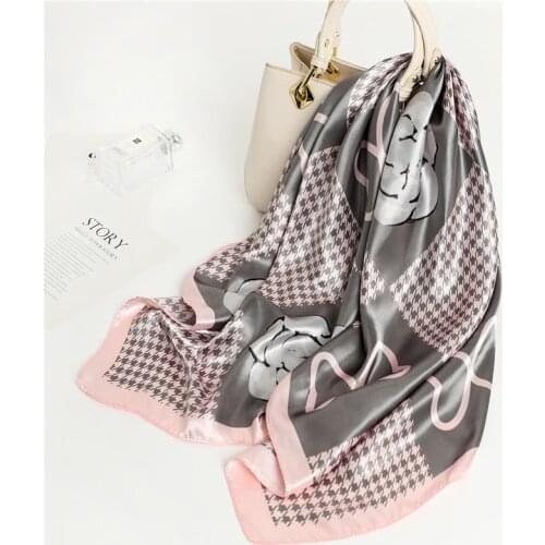 2021 Square Silk Scarf Hijab for Women Satin Shawl Wrap Muslim Bandana 90cm*90cm Head Under Scarves Suit Female Spring Summer