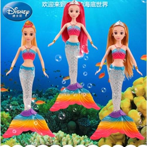 36CM 6 styles Disney new childrens Mermaid toy doll light music set gift box model Doll Girl Christmas gift