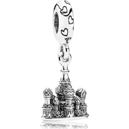 5PCS Exquisite DIY European Zinc Alloy Cartoon Fairy Tale Story Castle Charm Fit Bracelet Big Hole Bead Women Men Wholesale