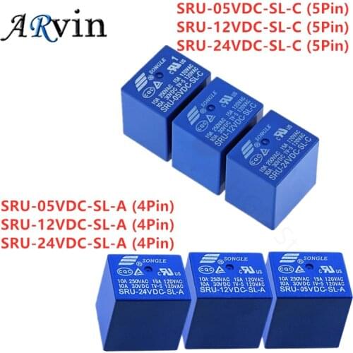 5PCS/Lot Relay SRU-05VDC-SL-C SRU-12VDC-SL-C SRU-24VDC-SL-C SRU-05VDC-SL-A SRU-12VDC-SL-A SRU-024VDC-SL-A T70 15A 5PIN