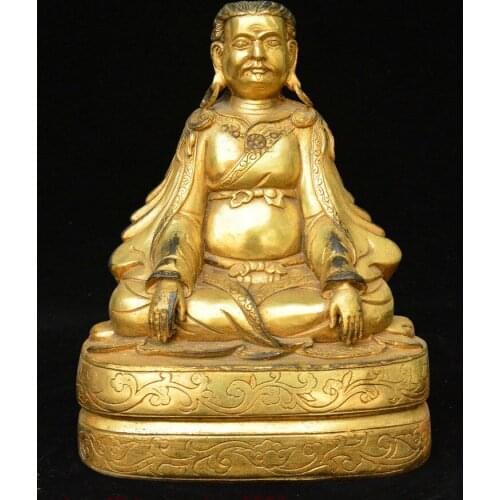 8" Tibet Gelug Sect Religion Bronze Gilt Kamisayashimachi Guru Buddhas Statue
