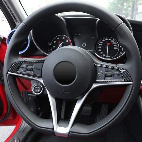 Carbon Fiber Steering Wheel Decorative Cover for Alfa Romeo Giulia Stelvio Car Interior Modified Accessories