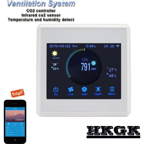 TUYA WIFI CO2 Gas Analyzer Detector,for indoor air quality improvement control 3-speed fan output