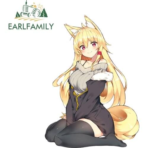 EARLFAMILY 13cm x 9.4cm for Fox Girl Anime Decal Funny Car Stickers Car Door Windows Creativite Scratch-Proof Waterproof Decor