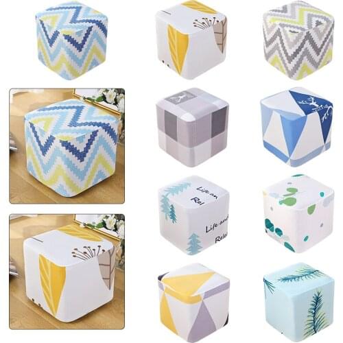 Stretch Ottoman Cover Folding Storage Stool Furniture Soft Rectangle Slipcover Footstool Protector Covers Machine Washable