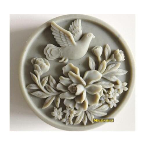 Peace Dove with Flowers Handmade Soap Silicone Mold Resin Candle Molds