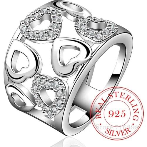 2020 New Arrival 925 Sterling Thumb Heart Crystal Rings for Women Big Wide Finger Ring For Unisex Jewelry Mama Men Best Gift