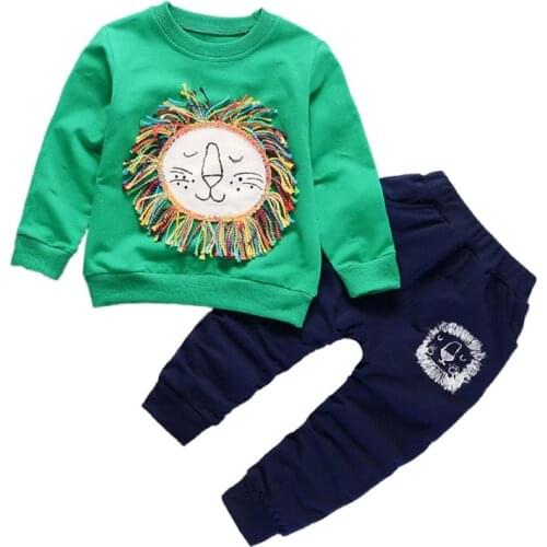 2PCS Baby Boy Girl Clothes Set Long Sleeve Cartoon Print T-Shirt Top+Casual Trousers Toddler Outfits
