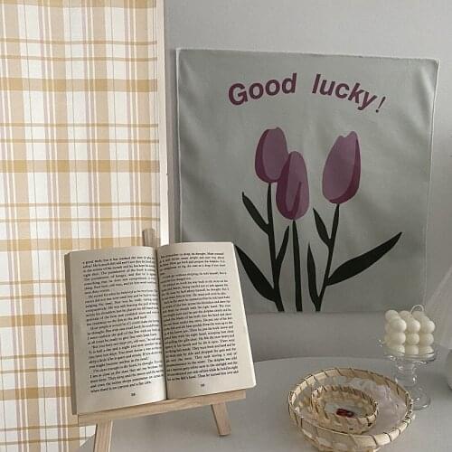 Korean Simple Personality Hanging Cloth Simple Tulip Cartoon Illustration Lovely Girl Heart Bedroom Background Cloth