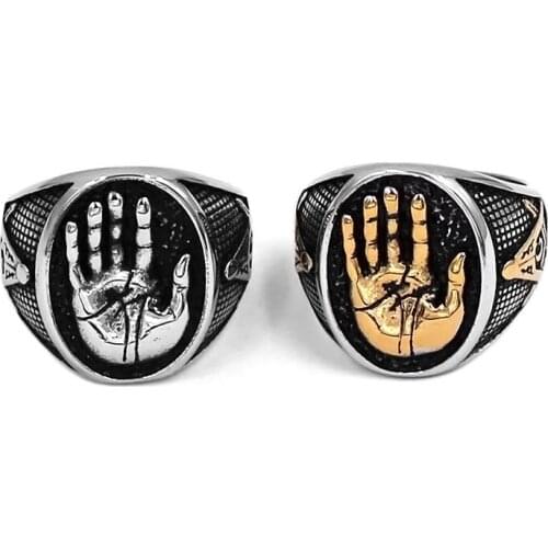 Hand Palm Masonic Ring Stainless Steel Jewelry Classic Mason Palm Biker Men Ring Gift Wholesale SWR0992
